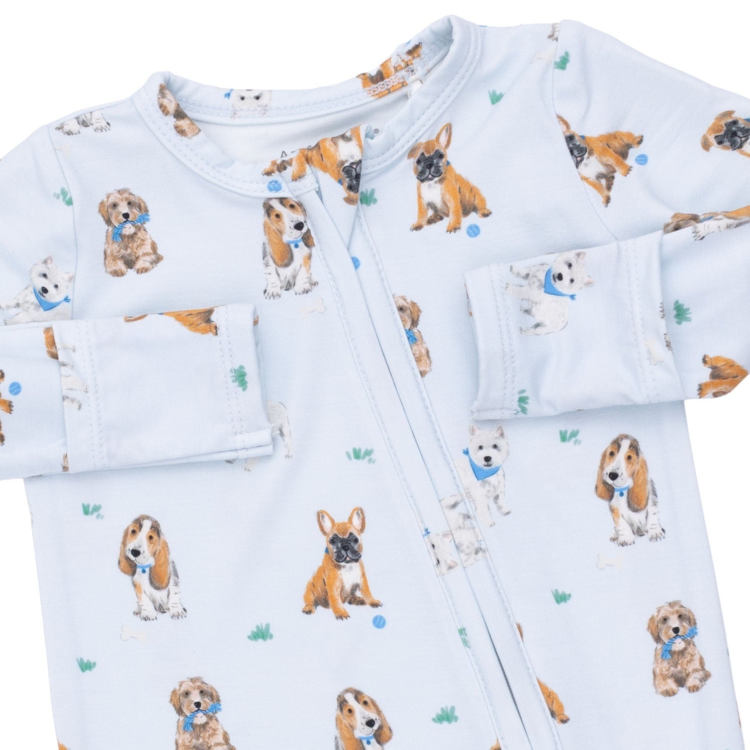 Angel Dear Bestie Dogs Blue 2 Way Zipper Footie, NB