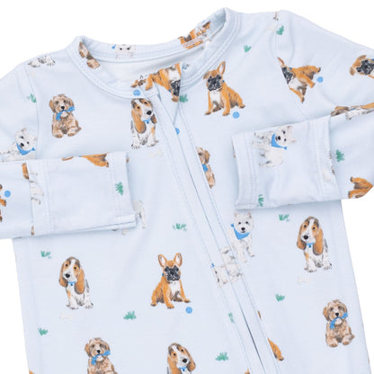 Angel Dear Bestie Dogs Blue 2 Way Zipper Footie, NB