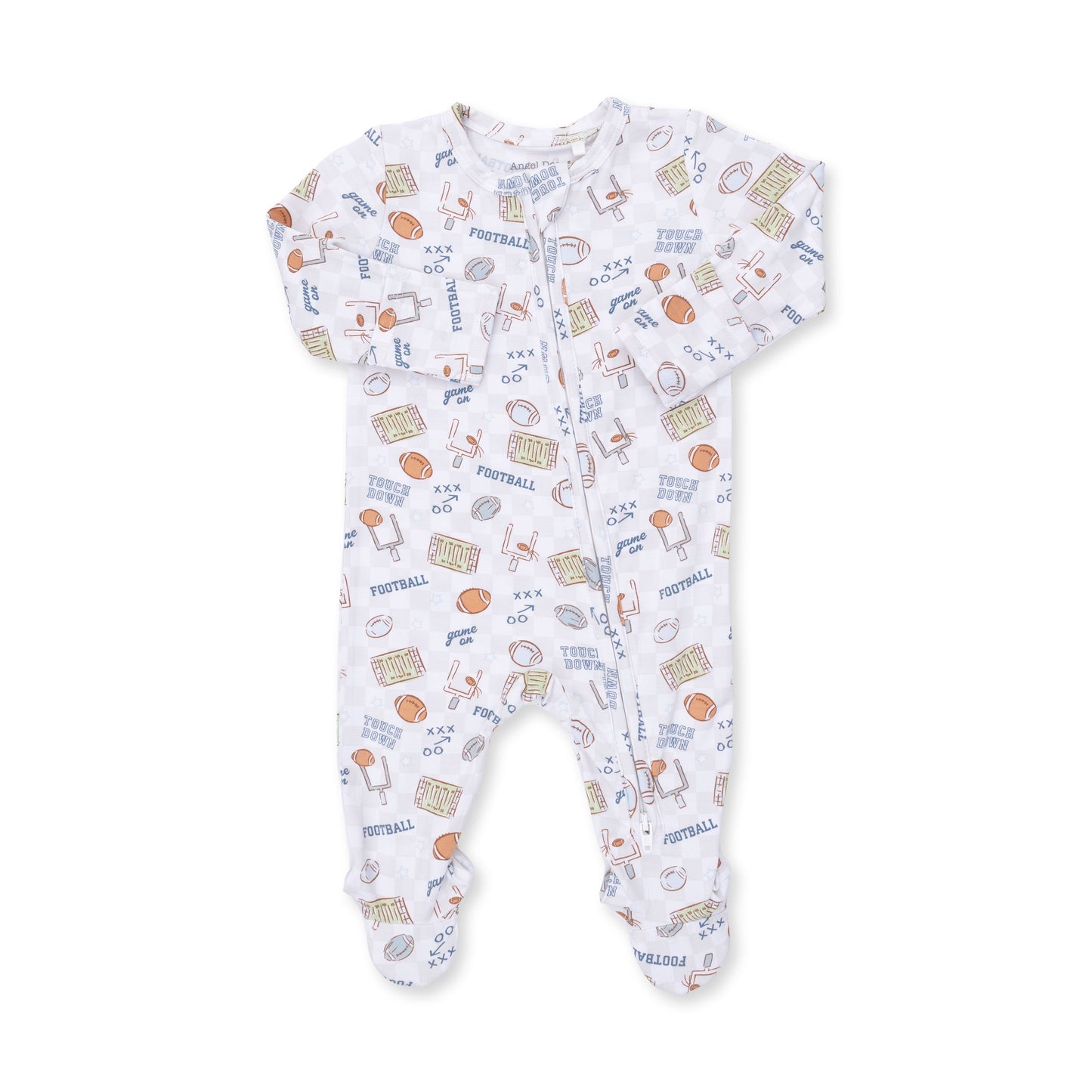Angel Dear Football Check 2 Way Zipper Footie, 0-3M