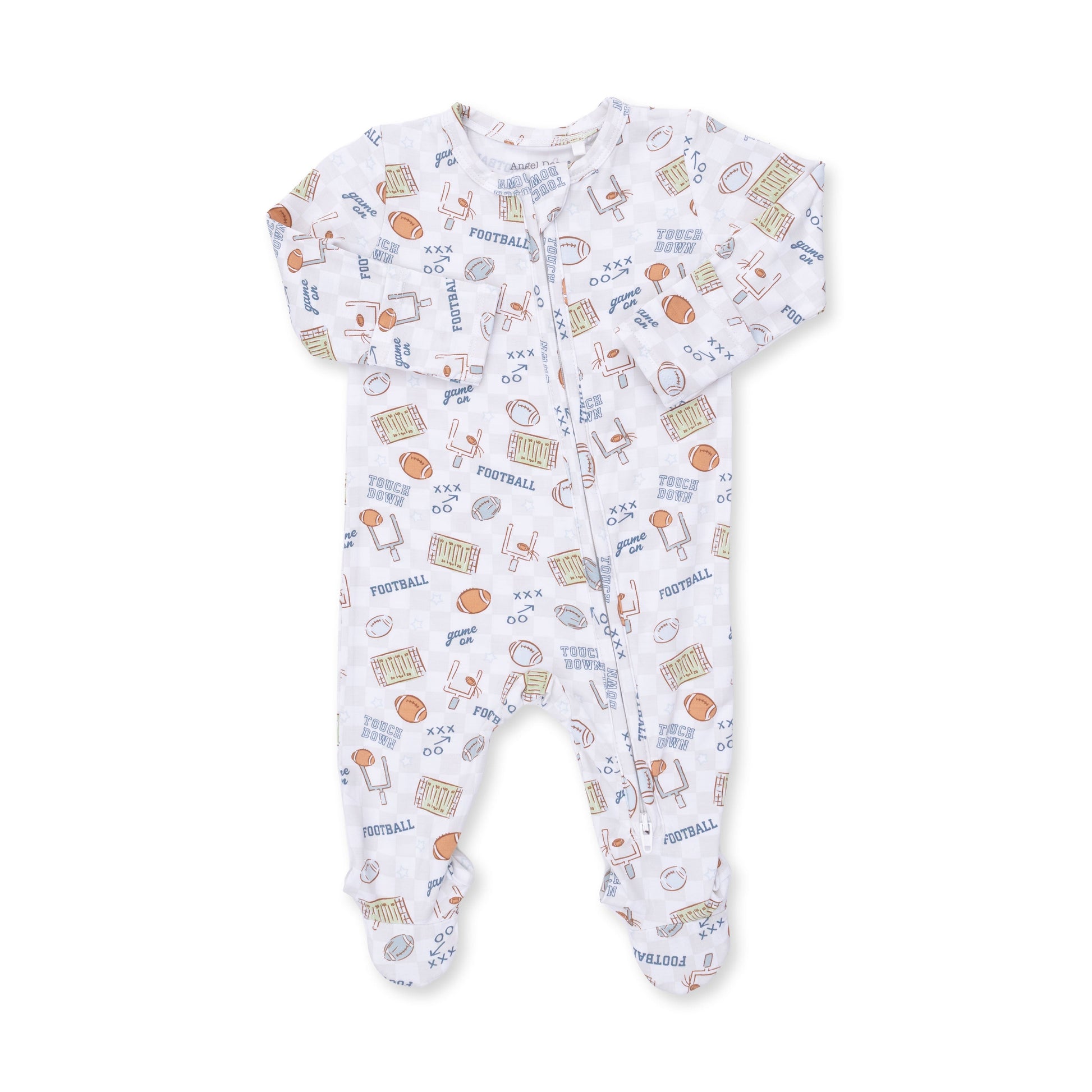 Angel Dear Football Check 2 Way Zipper Footie, 0-3M