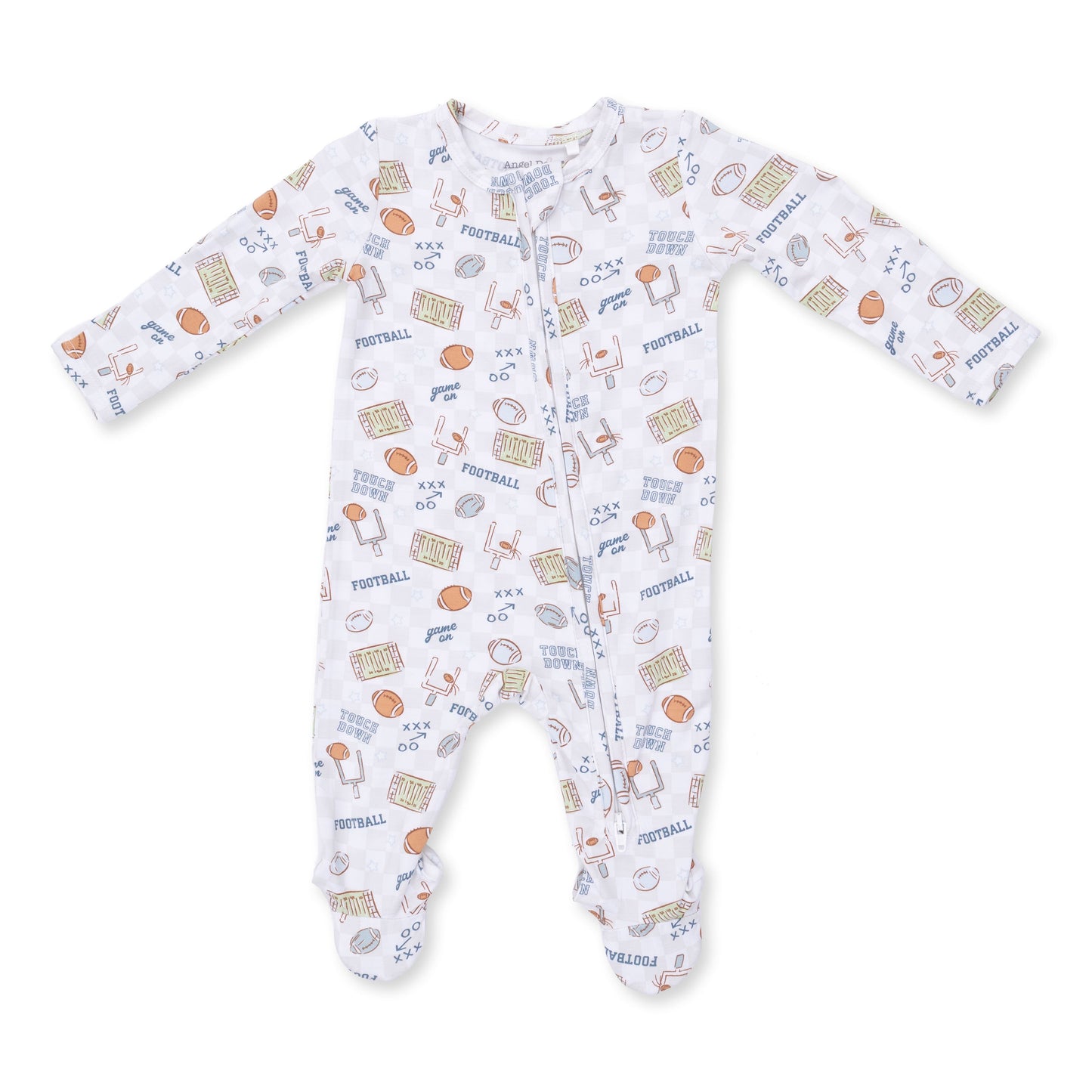 Angel Dear Football Check 2 Way Zipper Footie, 3-6M