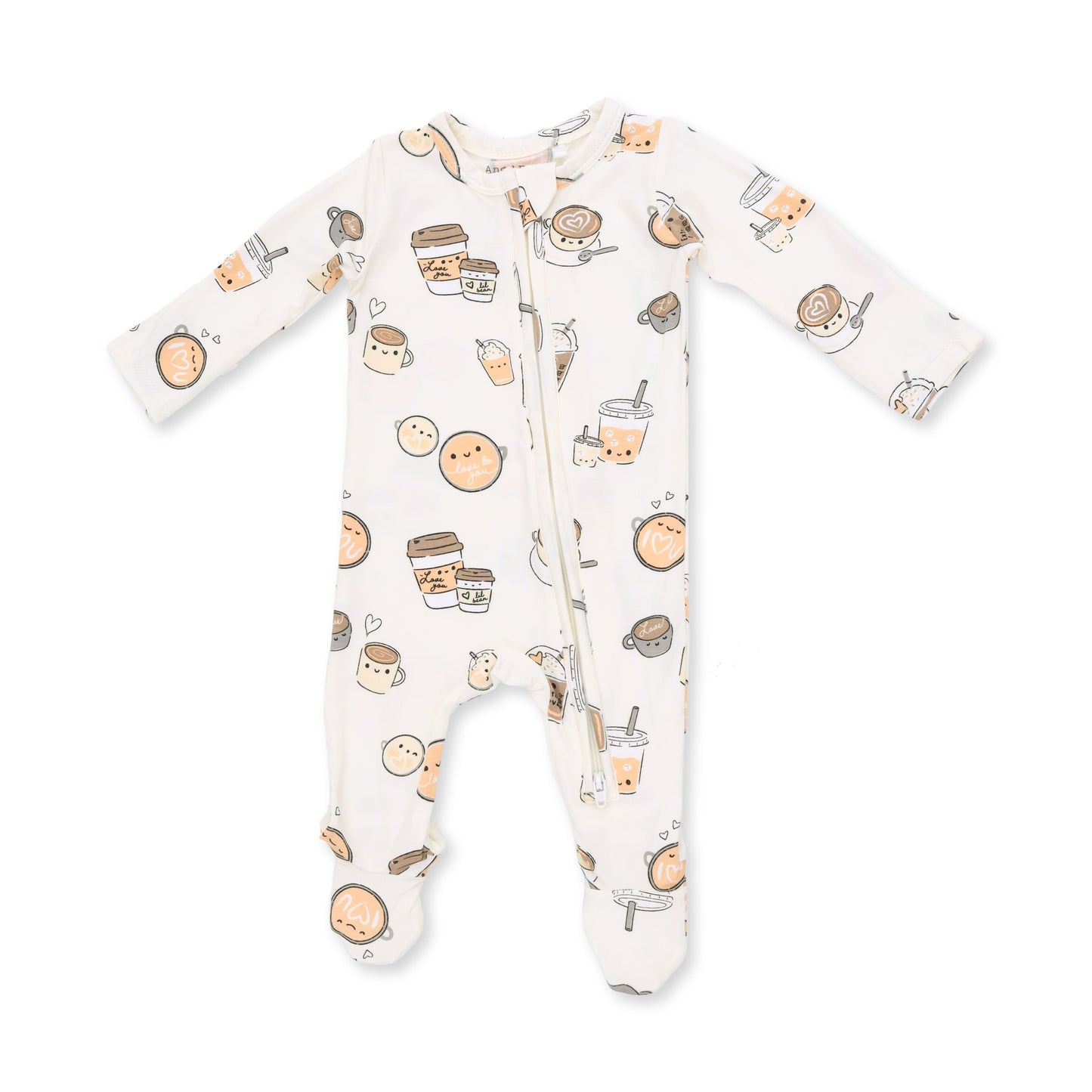 Angel Dear Love You A Latte 2 Way Zipper Footie, 0-3M