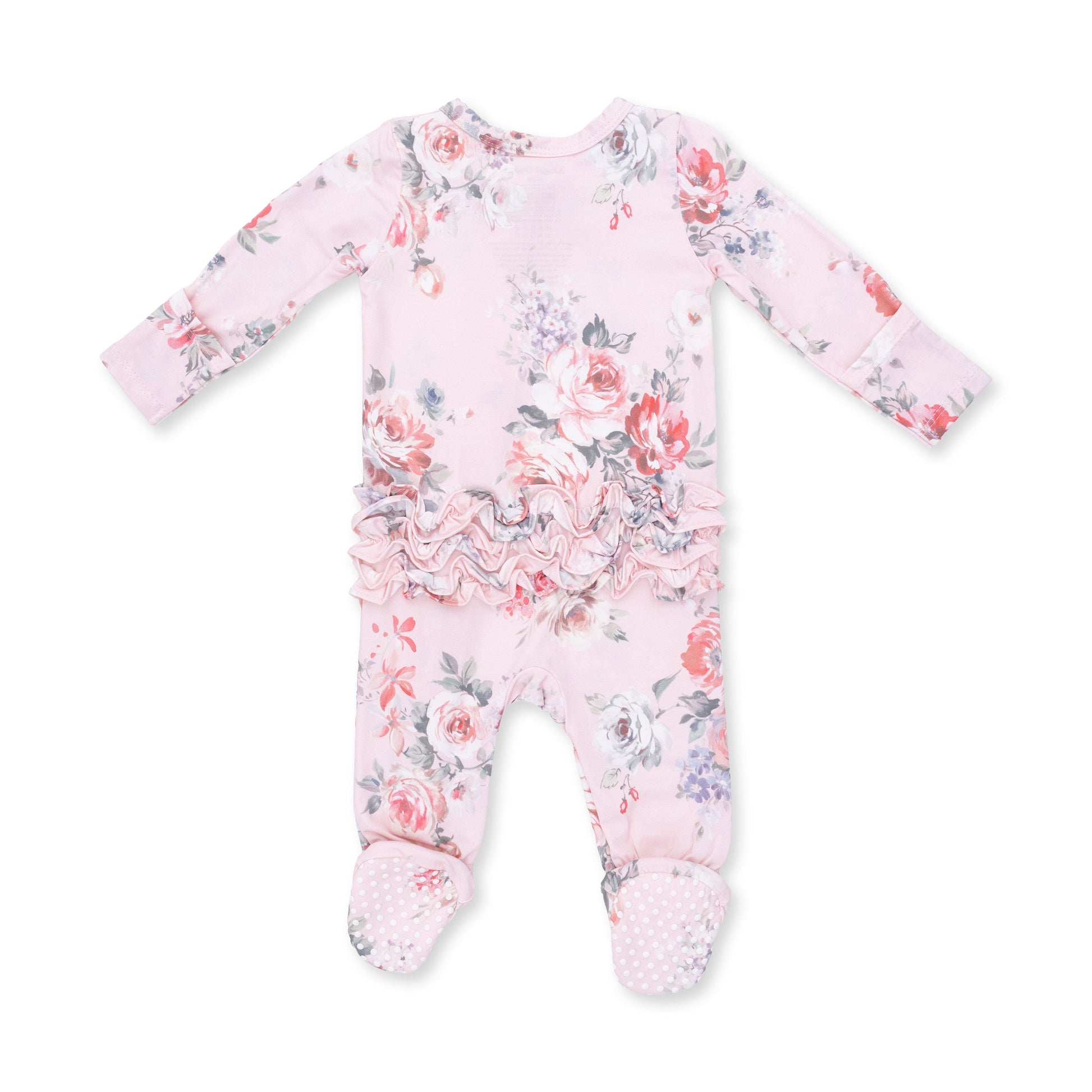 Angel Dear Painterly Rose Bouquets 2 Way Ruffle Back Zipper Footie, NB