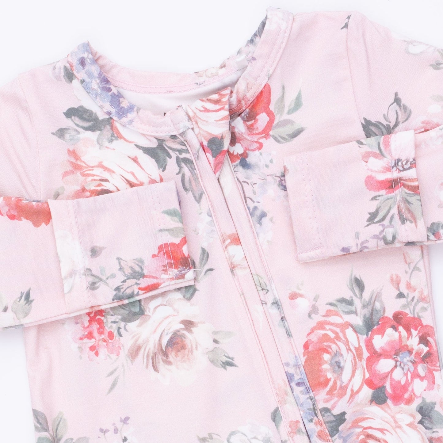 Angel Dear Painterly Rose Bouquets 2 Way Ruffle Back Zipper Footie, NB