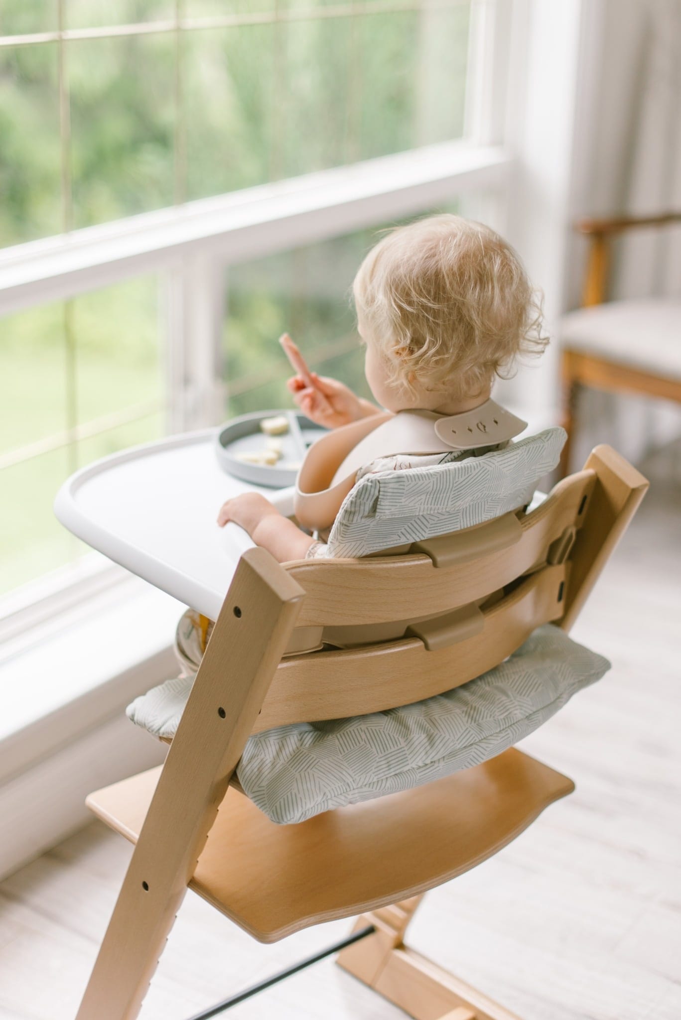 Stokke Tripp Trapp High Chair2 and Cushion with Stokke Tray - Natural / Moss Green