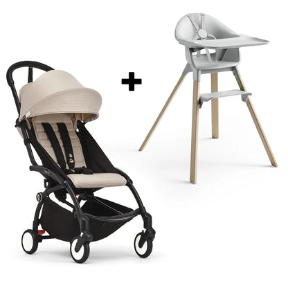 Stokke YOYO3 6+ Stroller + Clikk High Chair Bundle - Black / Bonpoint / Cloud Grey - 676000-552101