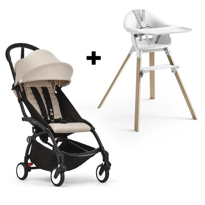 Stokke YOYO3 6+ Stroller + Clikk High Chair Bundle - Black / Bonpoint / White - 676000-552104