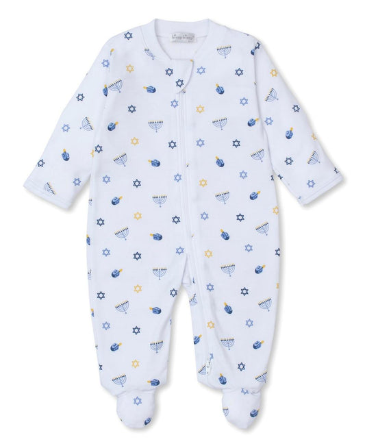 Kissy Kissy Zip Footie - My First Hanukkah Blue, Newborn