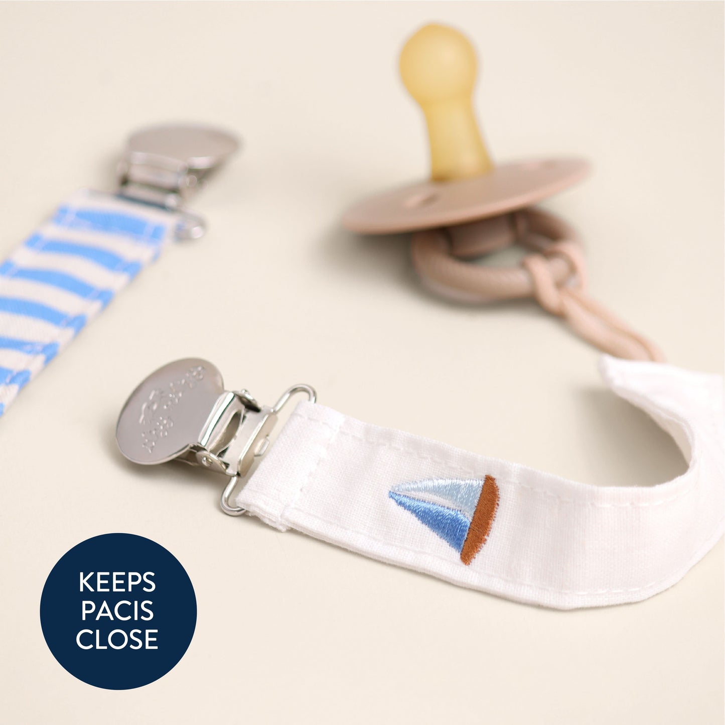 Itzy Ritzy Itzy Clip Fabric Pacifier Strap - Nautical