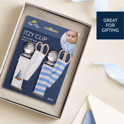 Itzy Ritzy Itzy Clip Fabric Pacifier Strap - Nautical