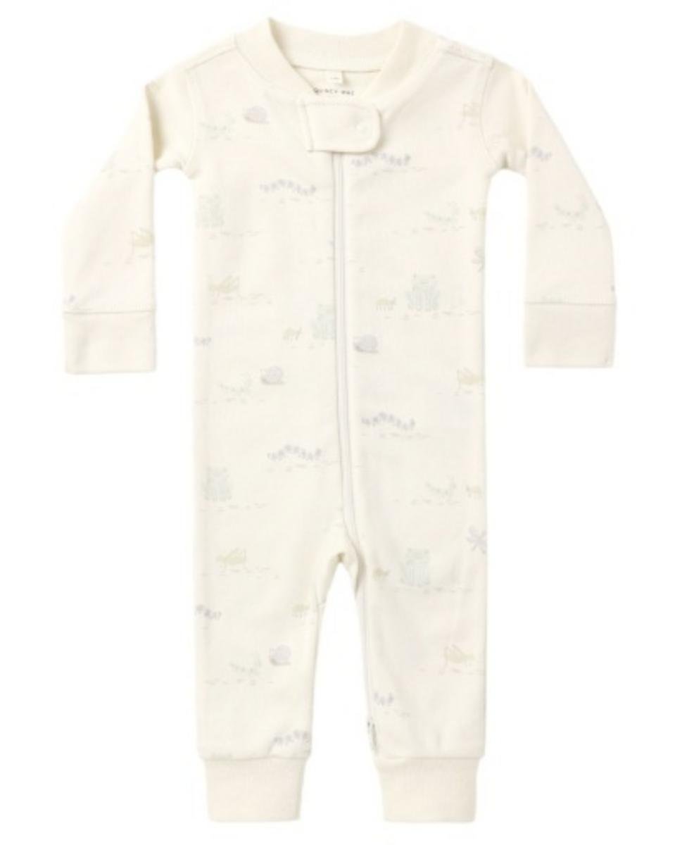 Quincy Mae Zip Long Sleeve Sleeper Critters - Ivory, 6-12M