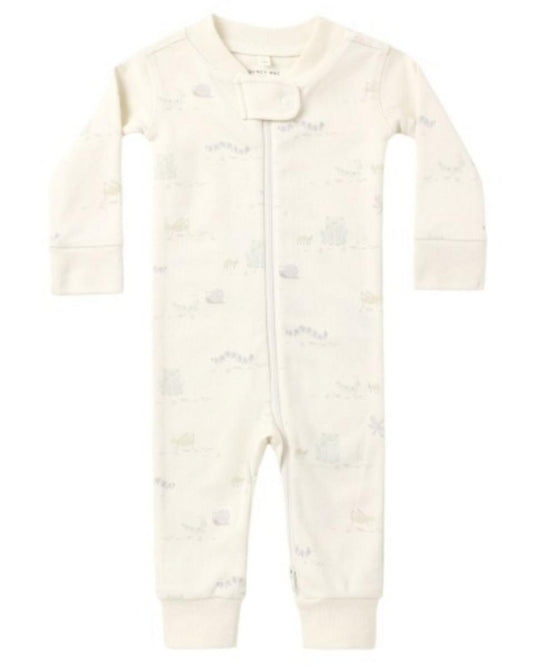 Quincy Mae Zip Long Sleeve Sleeper Critters - Ivory, 6-12M