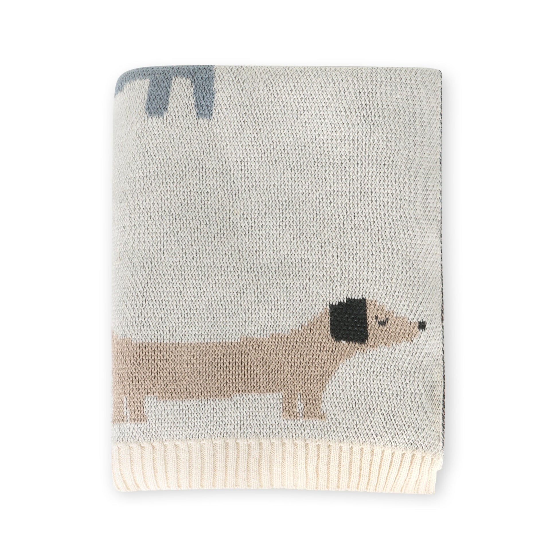Viverano Organics Buddy Dog - Jacquard Sweater Knit Baby Blanket (Organic Cotton) - Natural, One Size