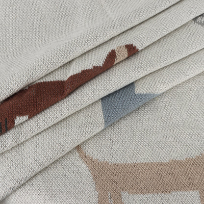 Viverano Organics Buddy Dog - Jacquard Sweater Knit Baby Blanket (Organic Cotton) - Natural, One Size