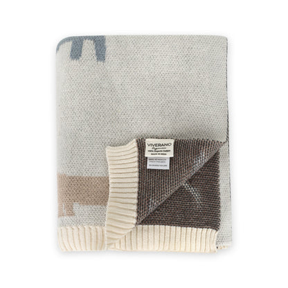 Viverano Organics Buddy Dog - Jacquard Sweater Knit Baby Blanket (Organic Cotton) - Natural, One Size