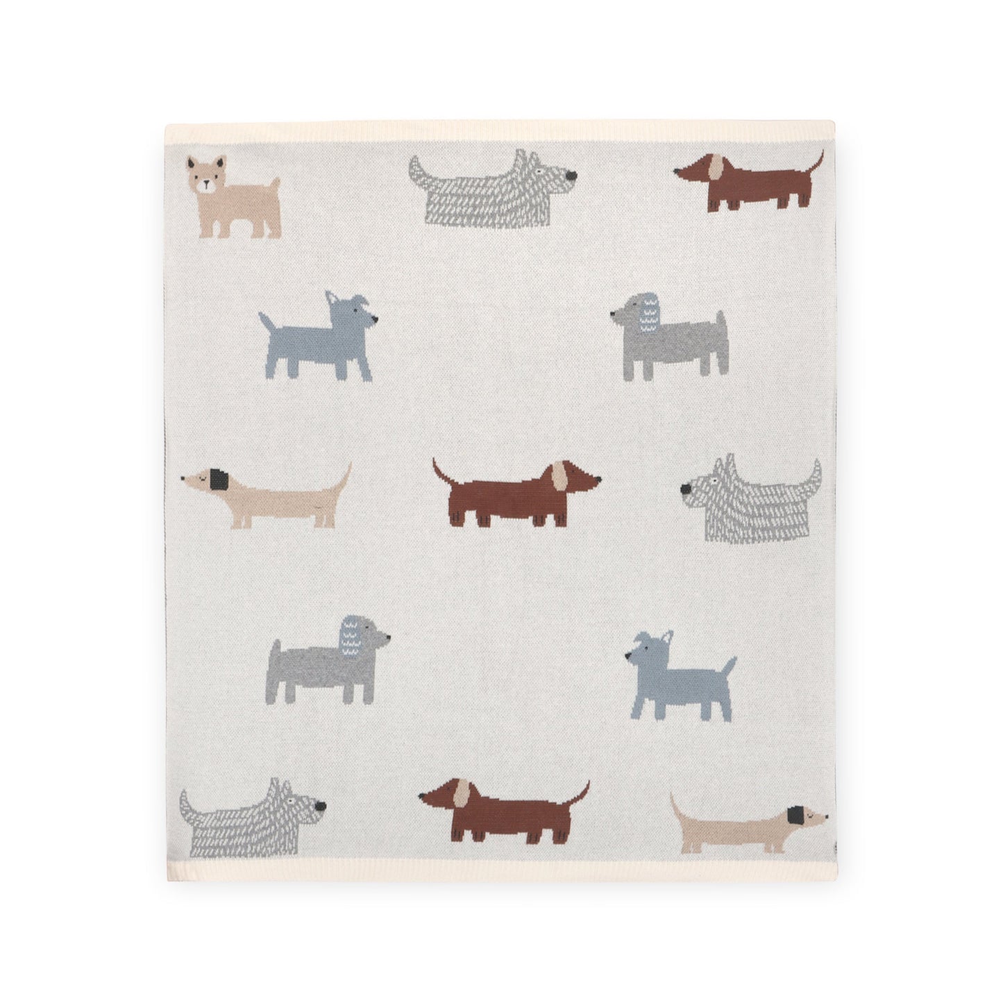 Viverano Organics Buddy Dog - Jacquard Sweater Knit Baby Blanket (Organic Cotton) - Natural, One Size