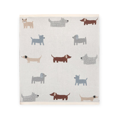 Viverano Organics Buddy Dog - Jacquard Sweater Knit Baby Blanket (Organic Cotton) - Natural, One Size