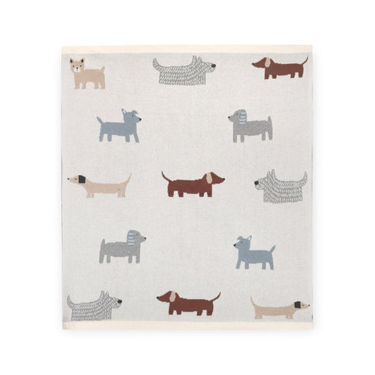 Viverano Organics Buddy Dog - Jacquard Sweater Knit Baby Blanket (Organic Cotton) - Natural, One Size