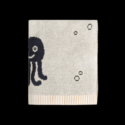 Viverano Organics Ocean Life - 3D Jacquard Sweater Knit Baby Blanket (Organic Cotton) - Natural, One Size
