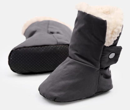 7 A.M. Enfant Baby Booties - Benji - Smokey, 12-24M - BT80-F3-SMK
