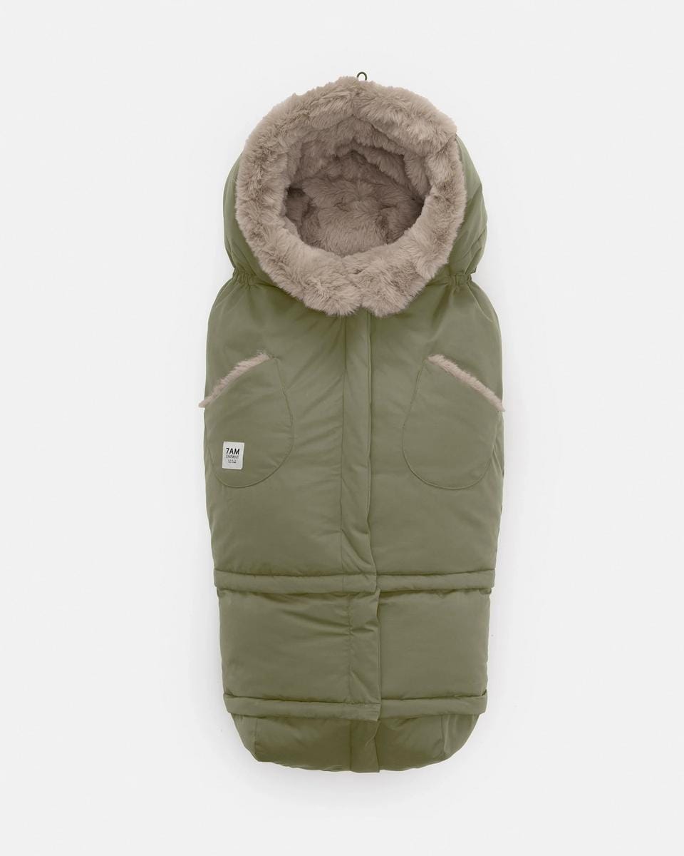 7AM Enfant Blanket 212 Evolution Footmuff - Woodland / Greige Faux Fur, 6M-4T