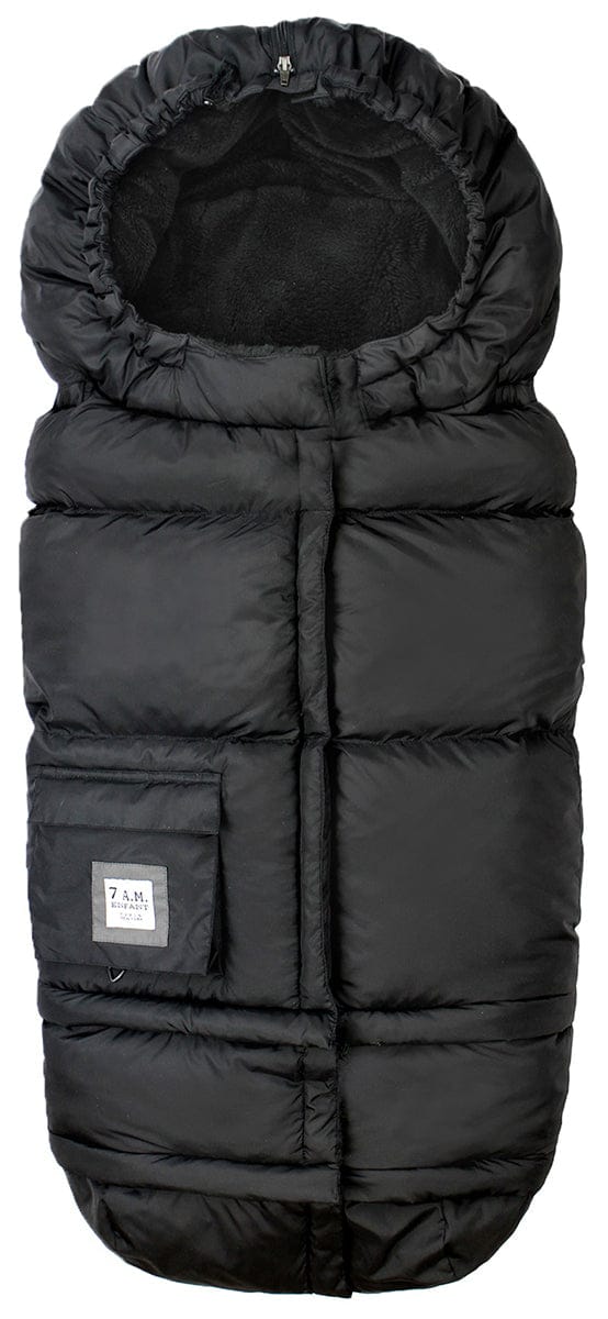 7 A.M. Enfant Blanket 212 Evolution Plush Footmuff - Black Plush - B212E-BP
