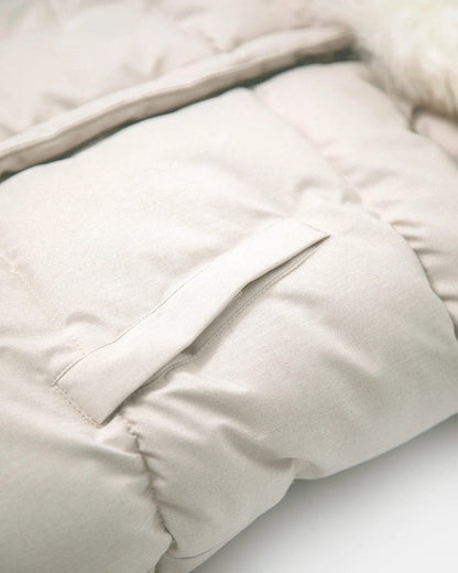 7 A.M. Enfant Blanket 212 Evolution Tundra Footmuff - Heather Beige / White Faux Fur - B212E-HBF