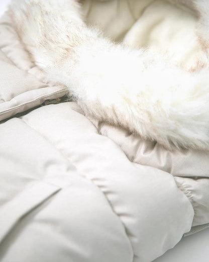 7 A.M. Enfant Blanket 212 Evolution Tundra Footmuff - Heather Beige / White Faux Fur - B212E-HBF
