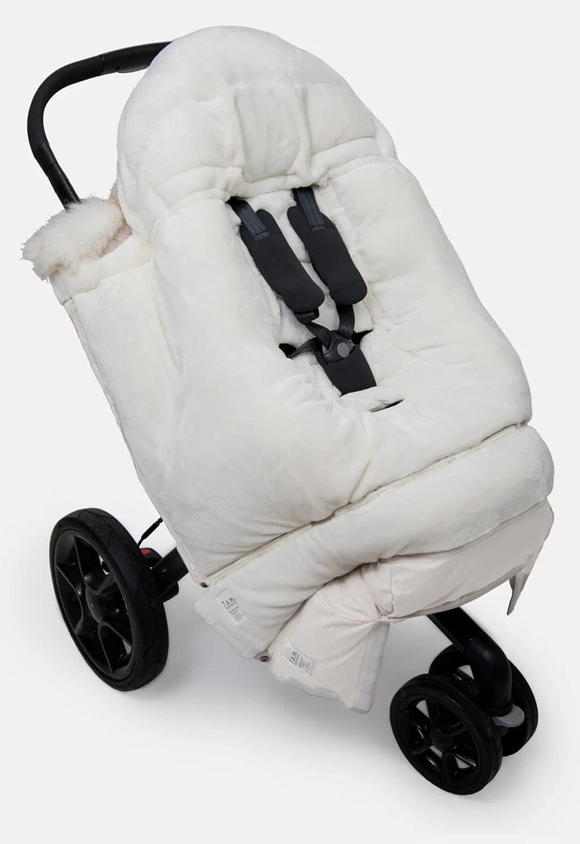 7 A.M. Enfant Blanket 212 Evolution Tundra Footmuff - Heather Beige / White Faux Fur - B212E-HBF