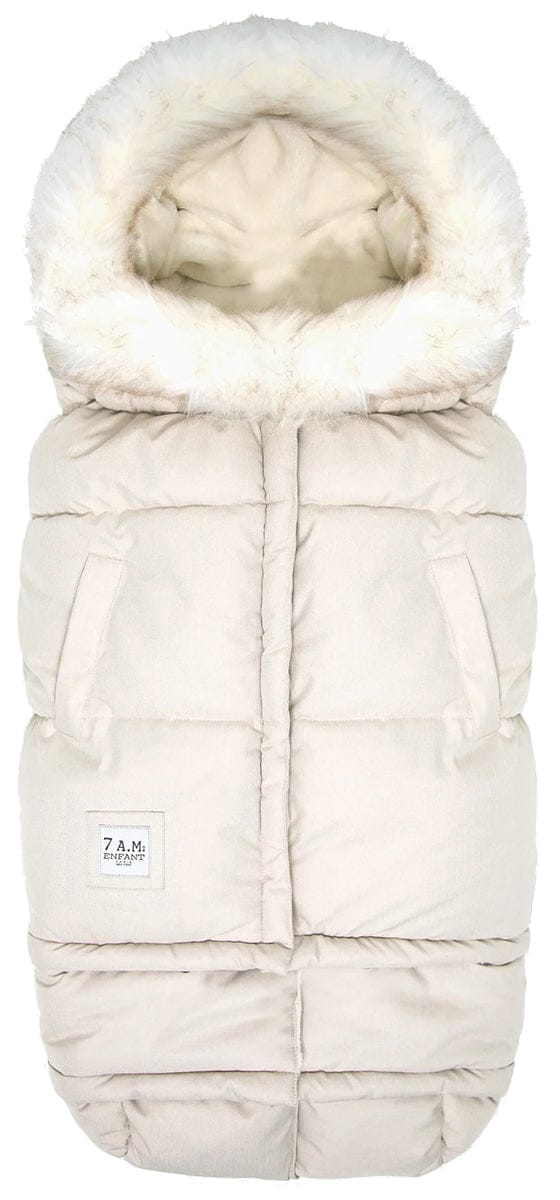 7 A.M. Enfant Blanket 212 Evolution Tundra Footmuff - Heather Beige / White Faux Fur - B212E-HBF