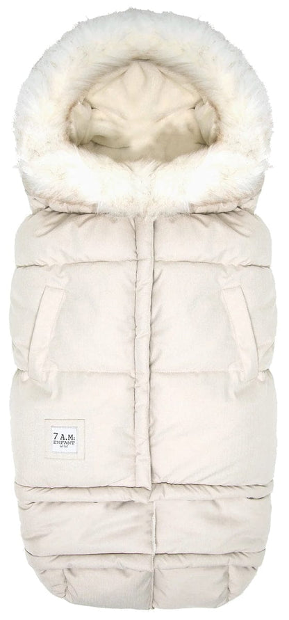 7 A.M. Enfant Blanket 212 Evolution Tundra Footmuff - Heather Beige / White Faux Fur - B212E-HBF