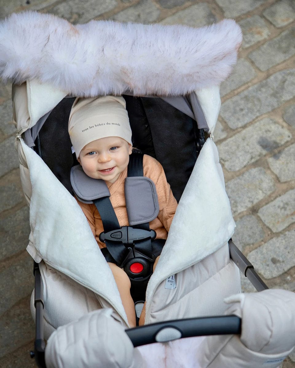 7 A.M. Enfant Car Seat Cocoon Tundra - Heather Beige / White Faux Fur - CSC-HBF