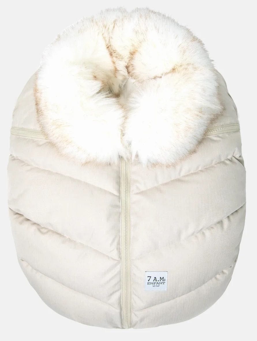 7 A.M. Enfant Car Seat Cocoon Tundra - Heather Beige / White Faux Fur - CSC-HBF