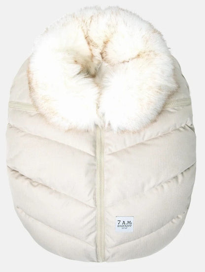 7 A.M. Enfant Car Seat Cocoon Tundra - Heather Beige / White Faux Fur - CSC-HBF