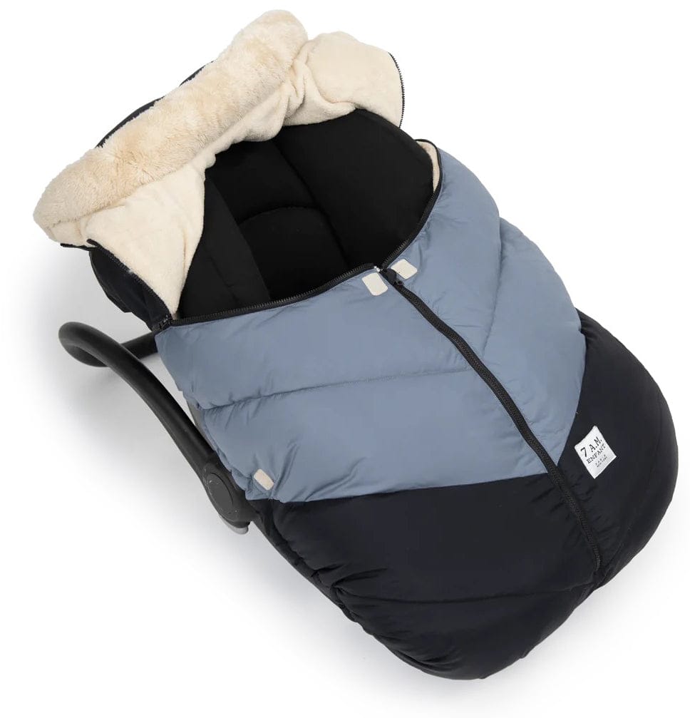 7 A.M. Enfant Cocoon Car Seat Cover - Black / Ash Blue - csc-bkab
