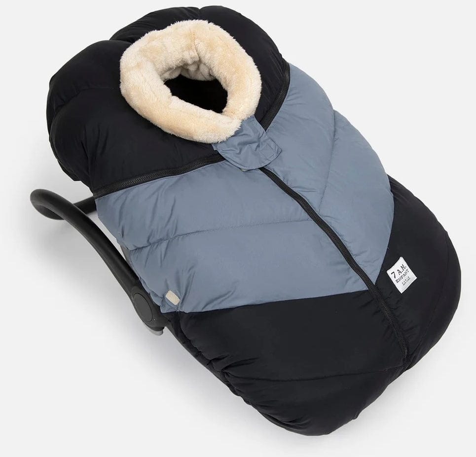 7 A.M. Enfant Cocoon Car Seat Cover - Black / Ash Blue - csc-bkab