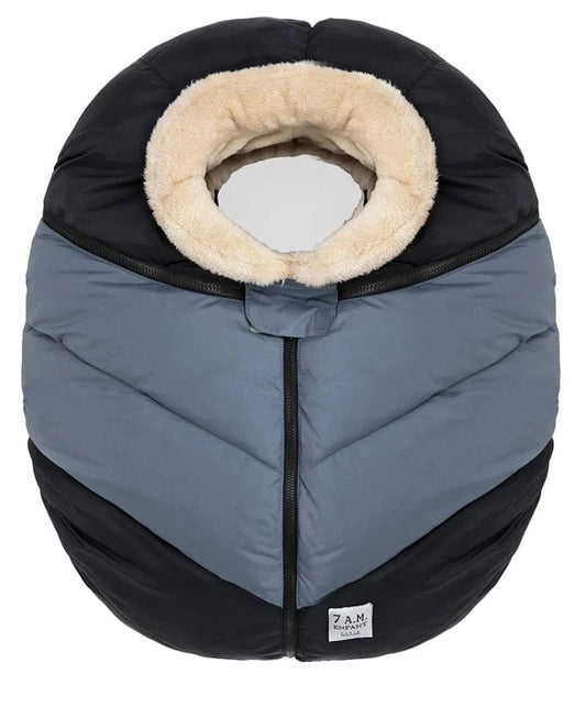 7 A.M. Enfant Cocoon Car Seat Cover - Black / Ash Blue - csc-bkab