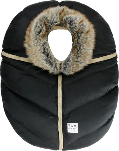 7 A.M. Enfant Cocoon Car Seat Cover - Black Faux Fur - csc-bkf