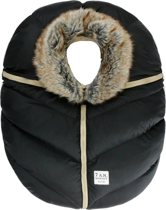 7 A.M. Enfant Cocoon Car Seat Cover - Black Faux Fur - csc-bkf