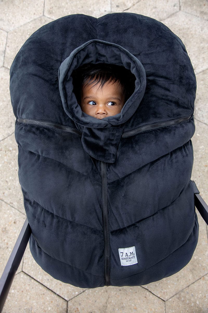 7 A.M. Enfant Cocoon Car Seat Cover - Black Velour - CSC-BVL