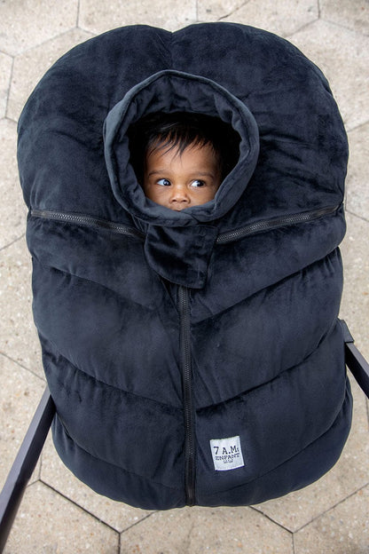 7 A.M. Enfant Cocoon Car Seat Cover - Black Velour - CSC-BVL