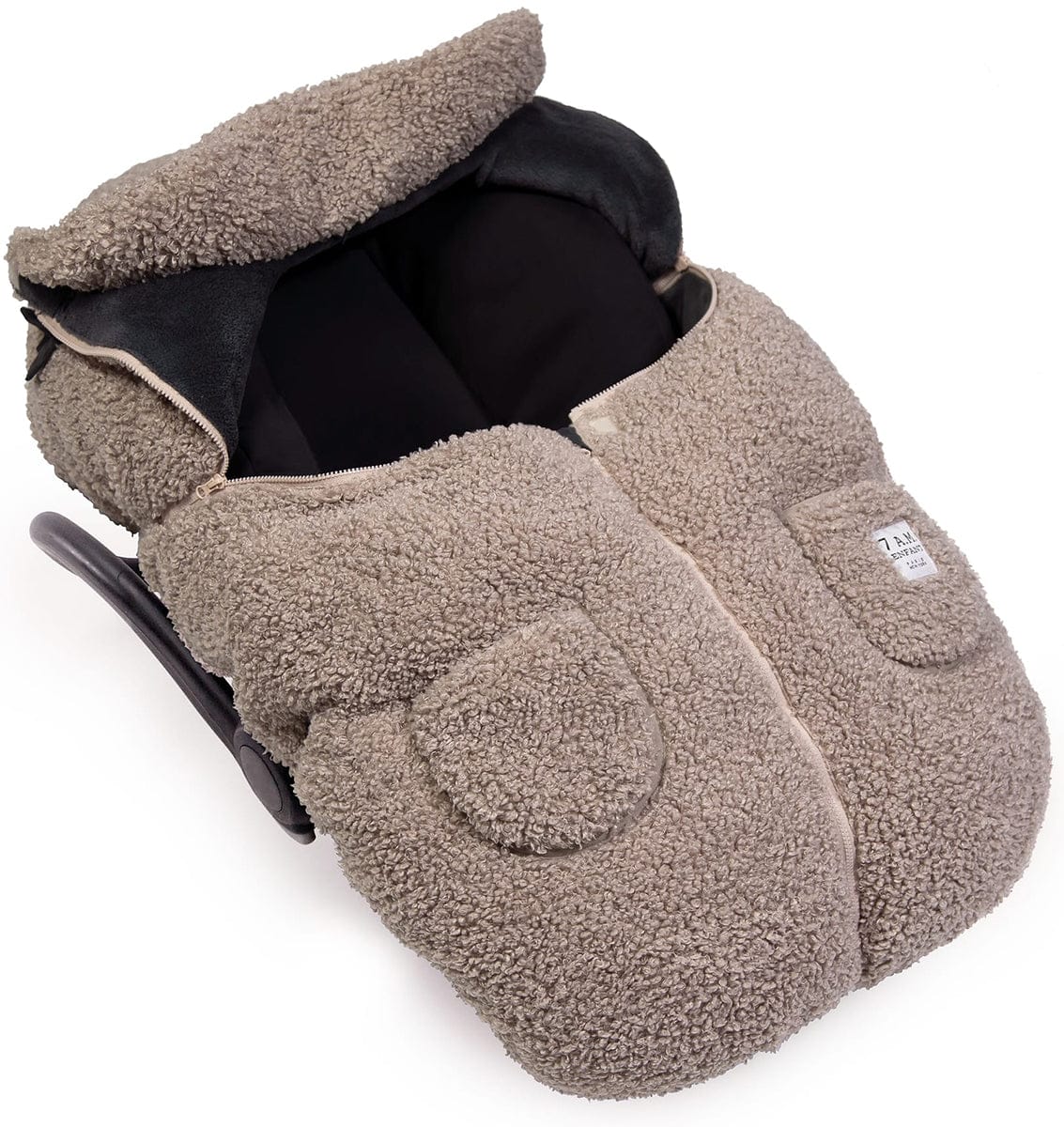 7 A.M. Enfant Cocoon Car Seat Cover - Teddy - Oatmeal Teddy - CSC-TEDO