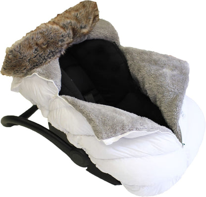 7 A.M. Enfant Cocoon Car Seat Cover - White Faux Fur - CSC-WHF
