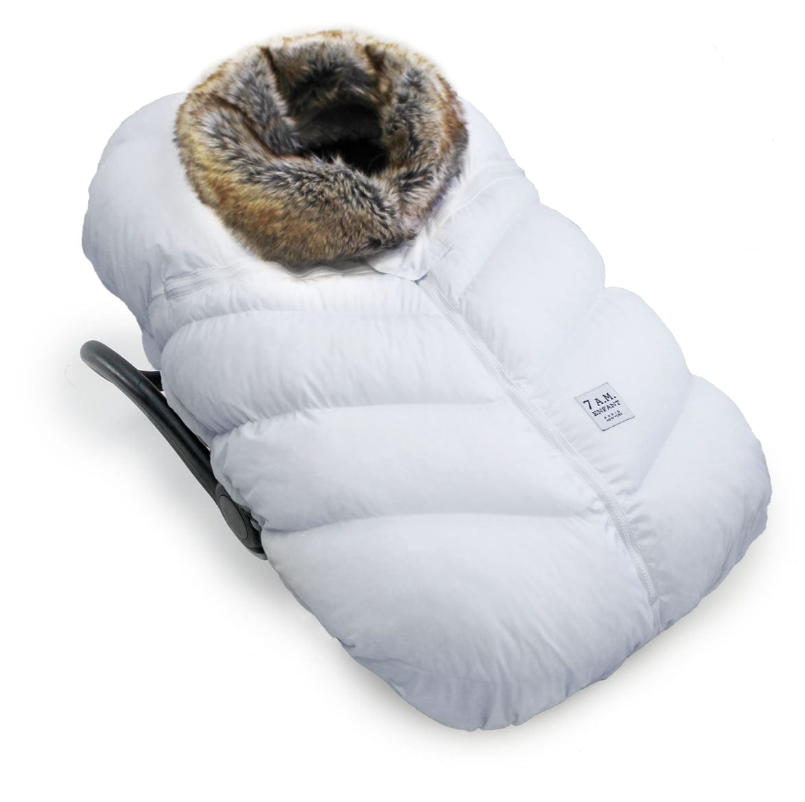 7 A.M. Enfant Cocoon Car Seat Cover - White Faux Fur - CSC-WHF