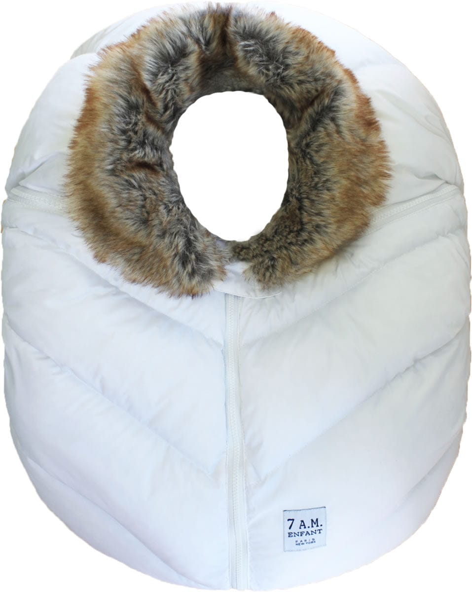 7 A.M. Enfant Cocoon Car Seat Cover - White Faux Fur - CSC-WHF