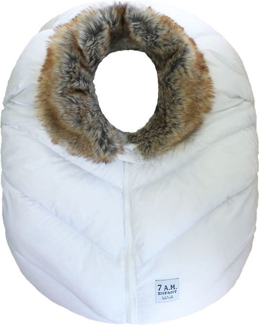 7 A.M. Enfant Cocoon Car Seat Cover - White Faux Fur - CSC-WHF
