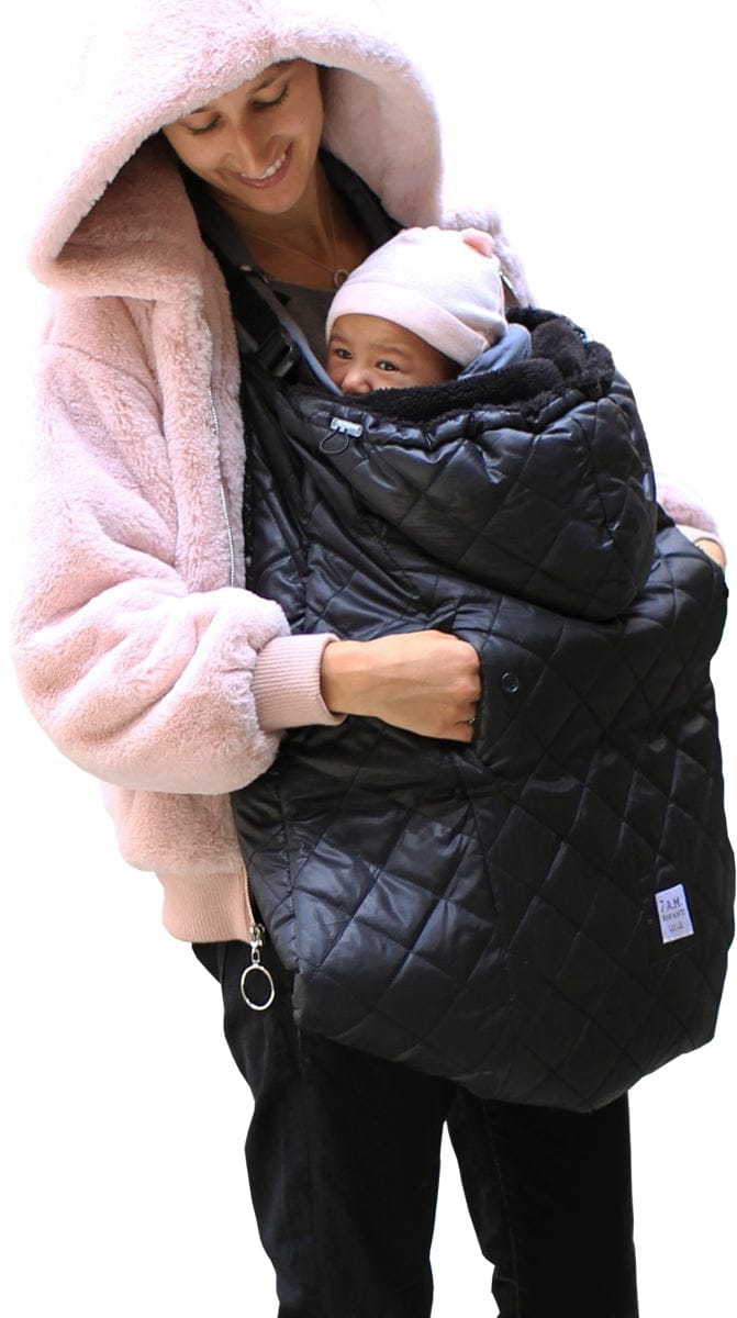 7 A.M. Enfant K-Poncho Baby Carrier Cover - Black Plush - KP50-BP