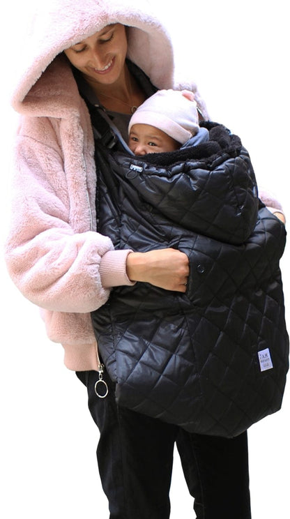 7 A.M. Enfant K-Poncho Baby Carrier Cover - Black Plush - KP50-BP