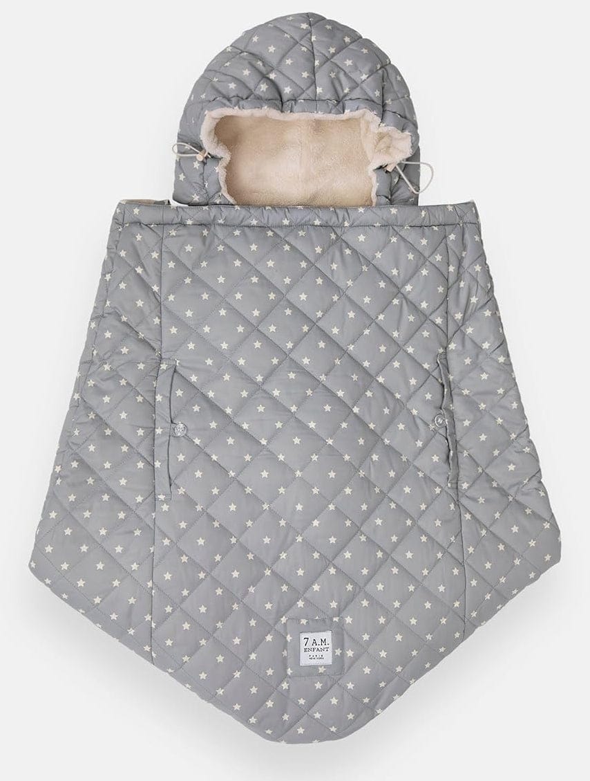 7 A.M. Enfant K-Poncho Baby Carrier Cover - Grey Stars - KP50-PGS