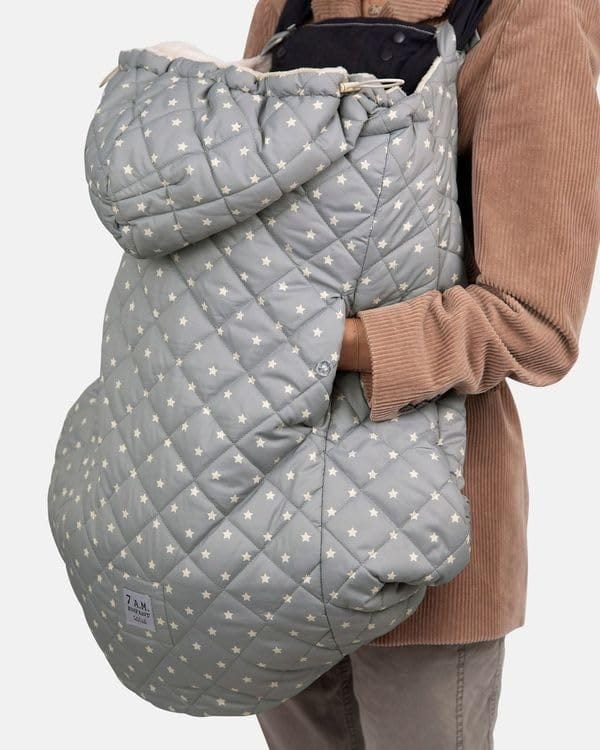 7 A.M. Enfant K-Poncho Baby Carrier Cover - Grey Stars - KP50-PGS
